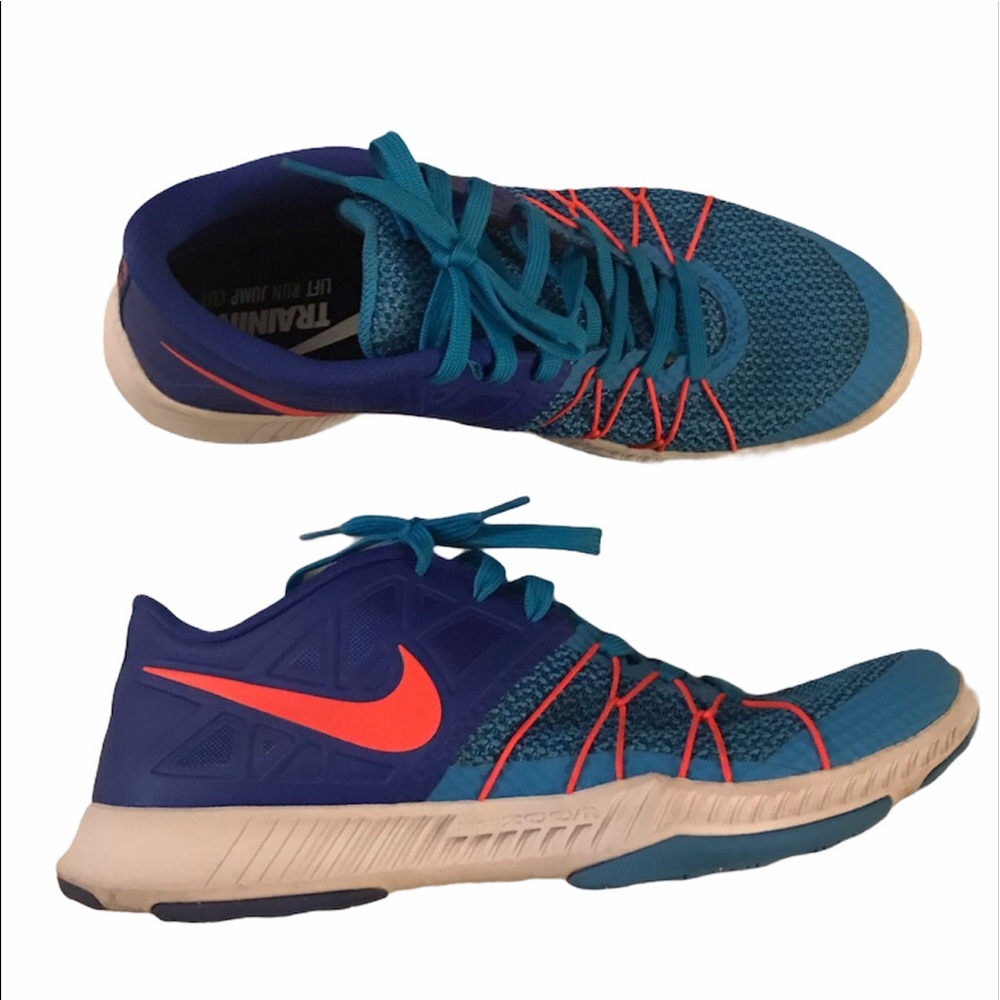 Men’s NIKE Blue neon orange training sneakers size 8.5
